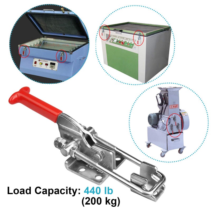 heneng 2 Pack Toggle Latch Clamp,304 Stainless Steel Adjustable Toggle Latches, 440 Lbs Load Capacity Quick Release Toggle Clamp,Total Length: 6-3/4" - Image 4